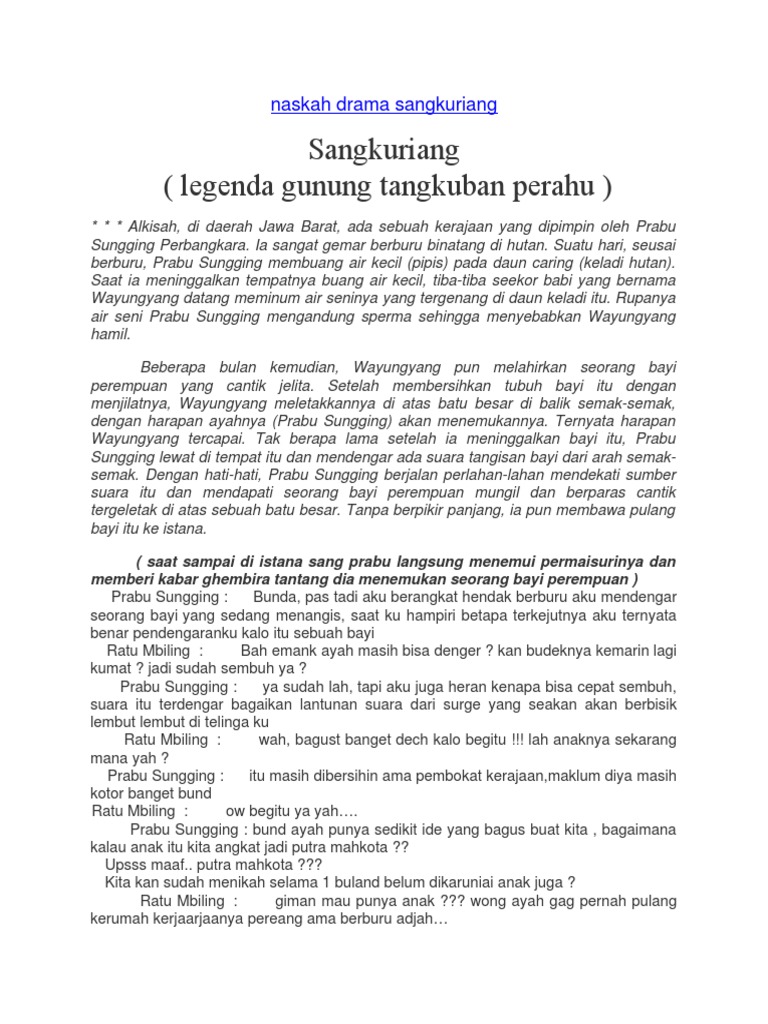 Dongeng Sangkuriang Dalam Bahasa Sunda Singkat Tugas Sekolahku