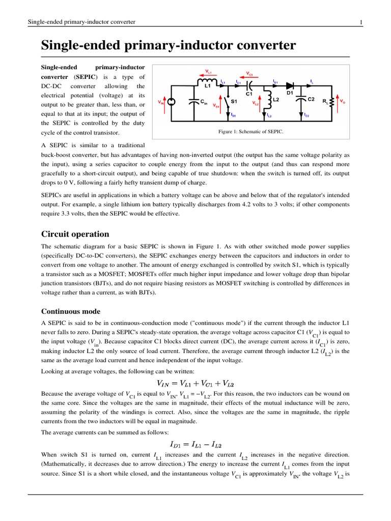 Single Ended Primary Inductor Converter PDF Physical Quantities