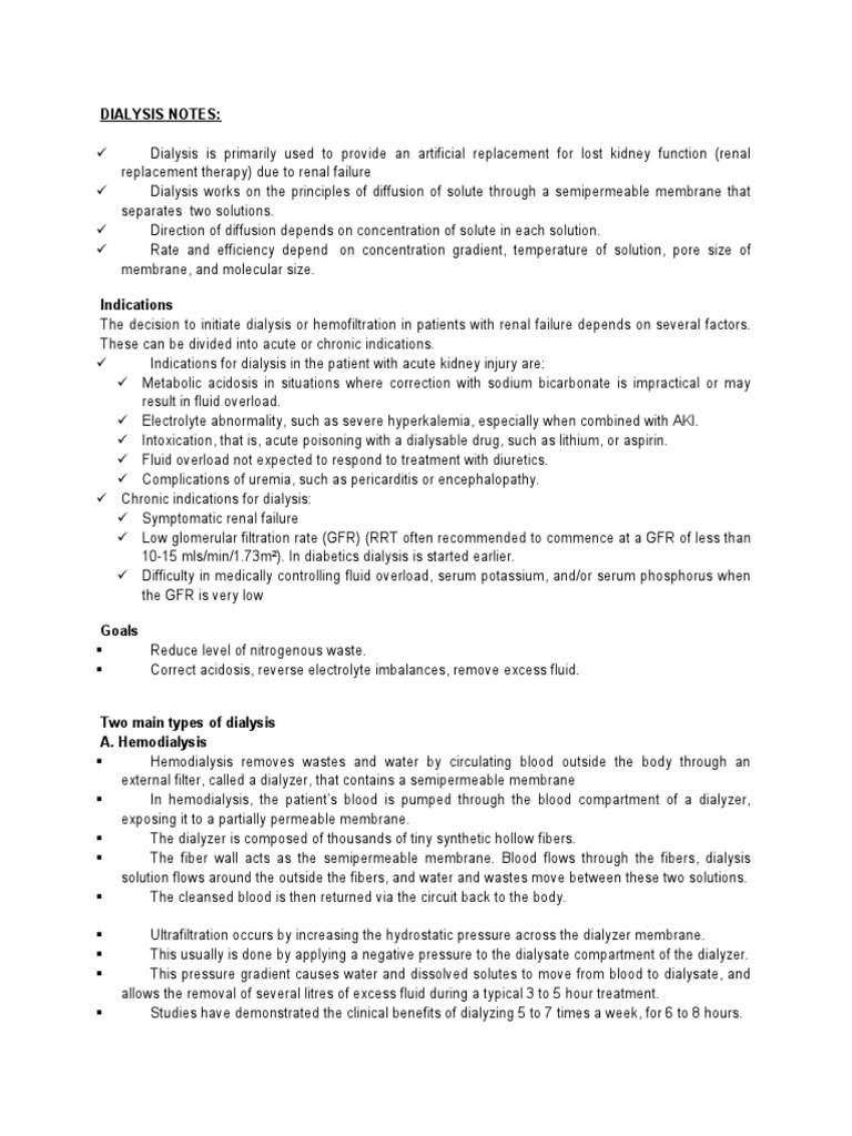 Dialysis Document | PDF | Dialysis | Hemodialysis