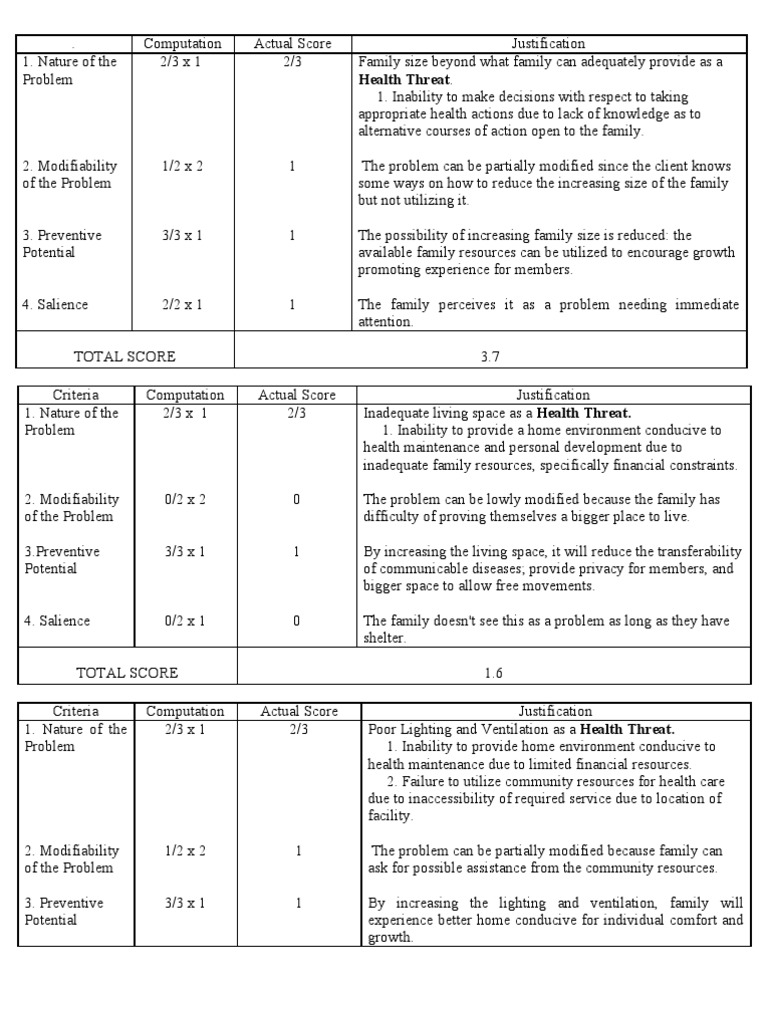 family nursing problem prioritization Resource Preventive Healthcare