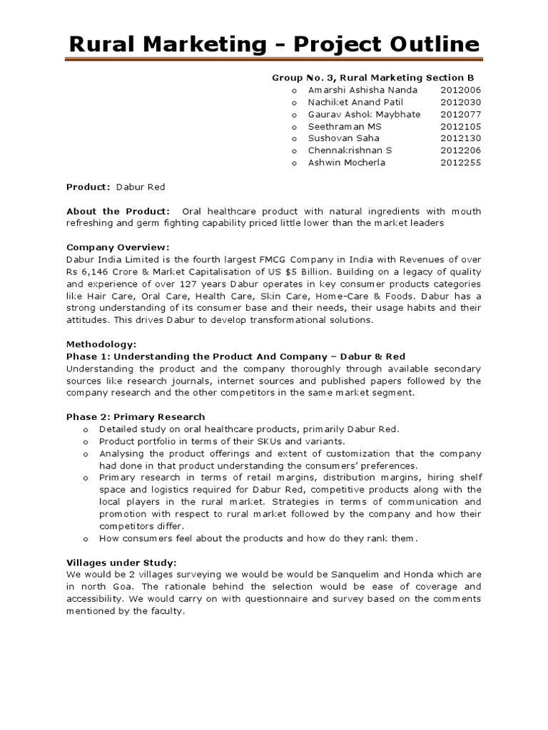 Rural Marketing Strategy for Dabur Red | PDF