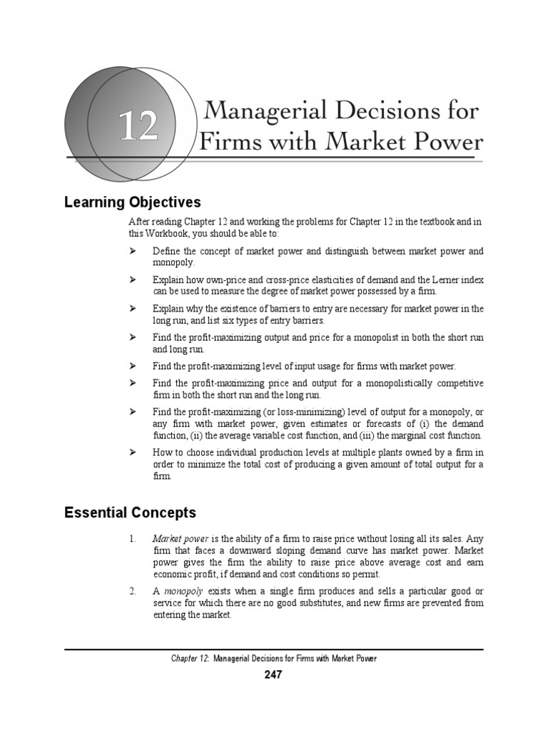 Managerial Decisions in Market Power | PDF | Monopoly | Market Power
