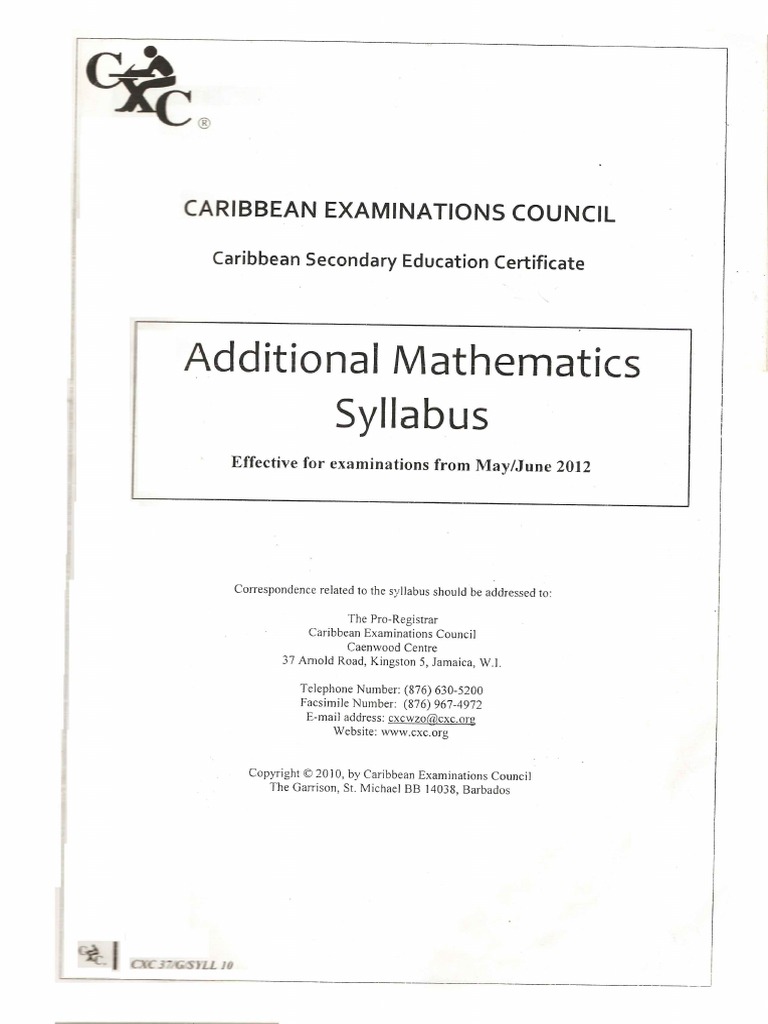 Add Maths Syllabus CSEC | PDF | United Kingdom | Tests