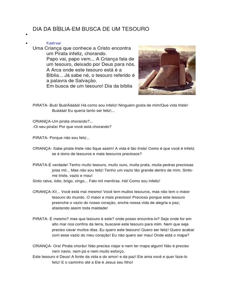 Dia Da Biblia Em Busca De Um Tesouro Rastrear Pirataria Pecado scribd