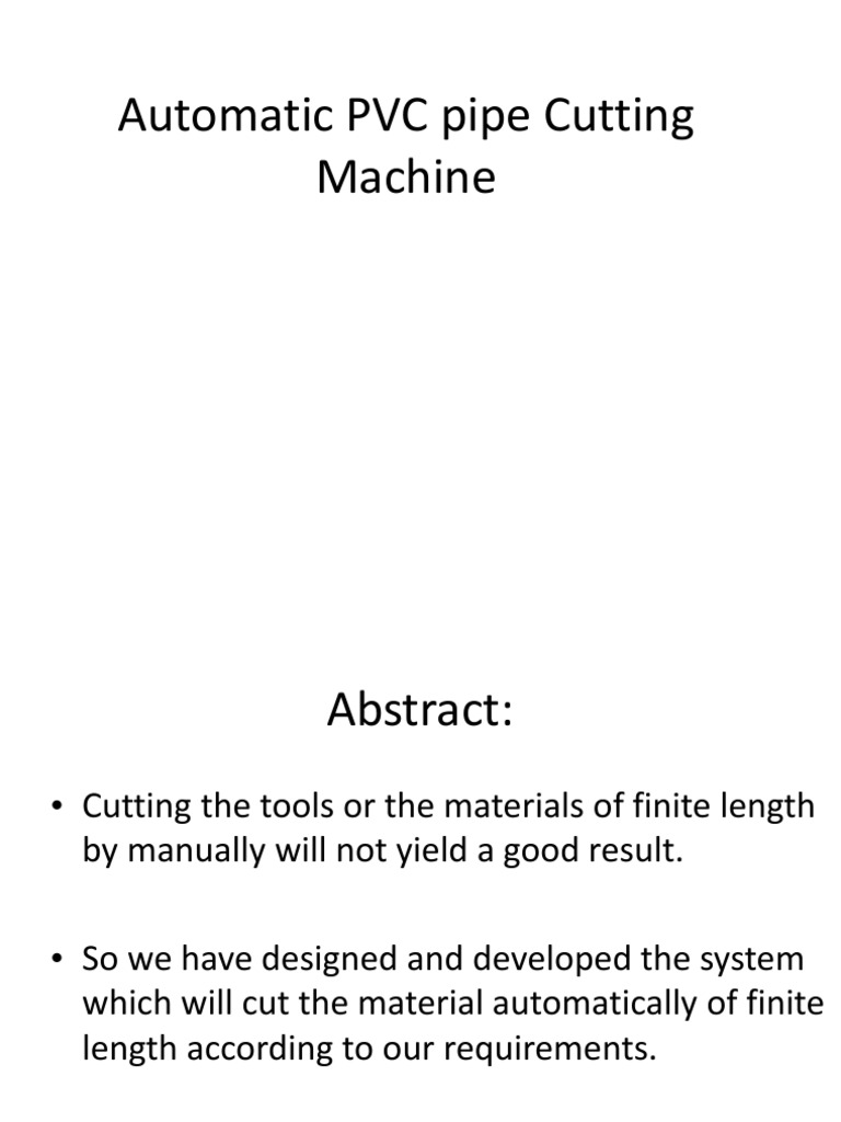 Automatic PVC Pipe Cutting Machine PDF Automation Machines