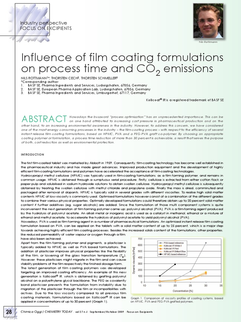 Influence of Film Coating Formulations On Process Time and Co2