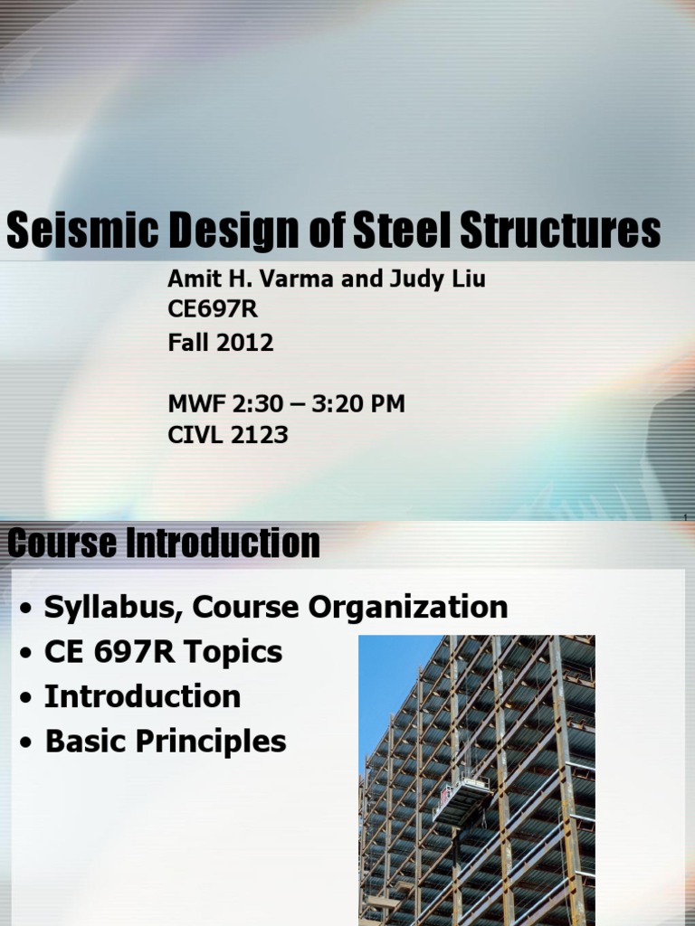 Seismic Design Principles for Steel Structures | PDF