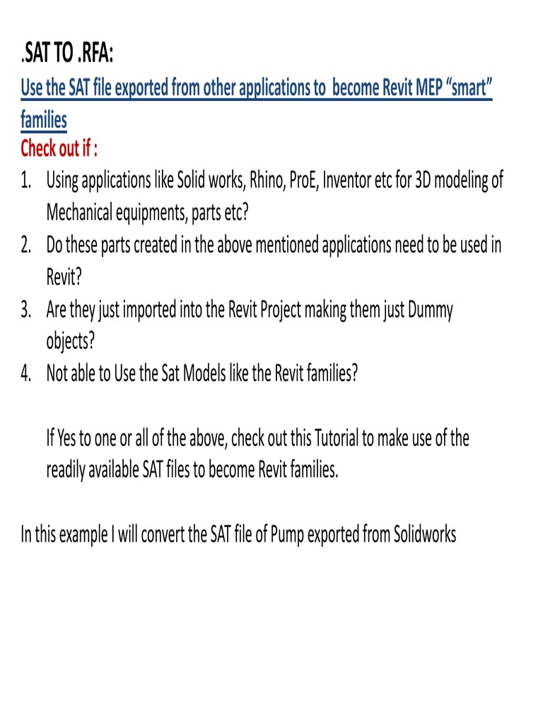 Converting SAT Files to Revit Families | PDF | Autodesk Revit | Software