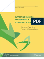 Supporting Learning and Teaching in Ontario'S Elementary Schools