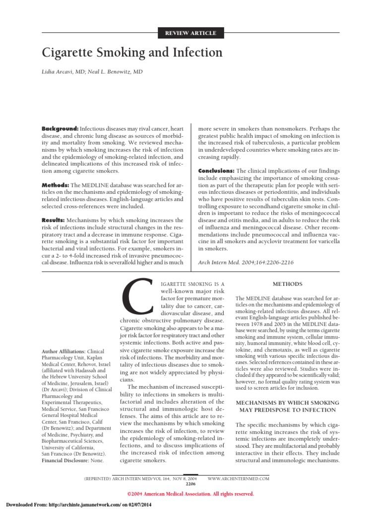 Cigarette Smoking and Infection PDF Peptic Ulcer Natural Killer Cell