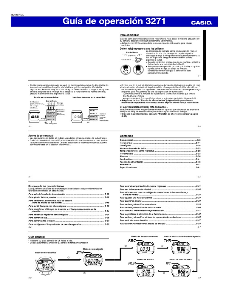 Guía de operación Casio 3271 | PDF | Horario de verano | Hora
