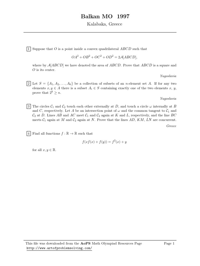 Math Olympiad Problem Set | PDF