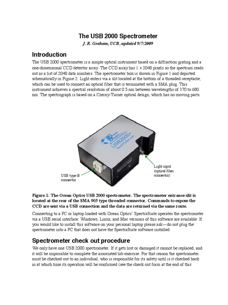 USB 2000 Spectrometer | PDF | Spectrum | Optics