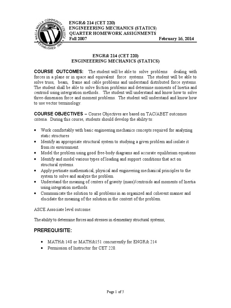 Engineering Mechanics Statics Homework Guide | PDF | Engineering ...