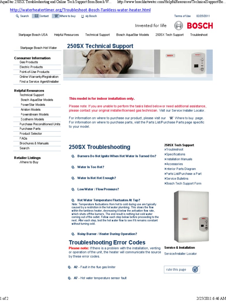 Bosch Error Codes Water Heating Home Appliance