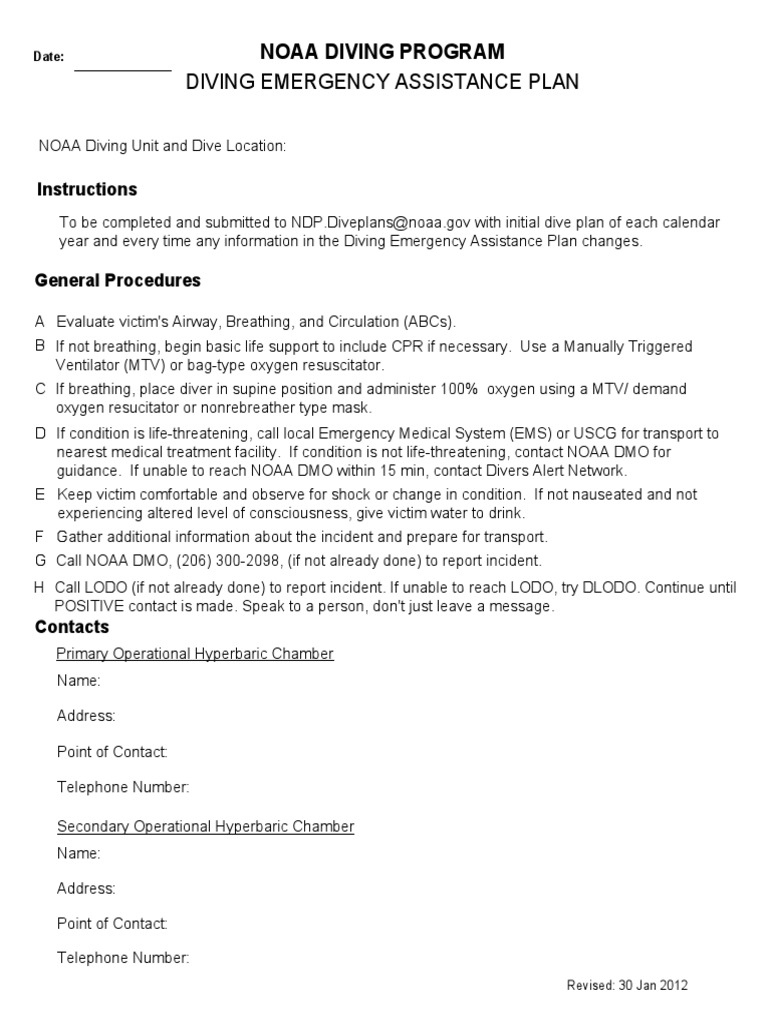 Diving Emergency Assistance Protocol | PDF | Search And Rescue | Telephone