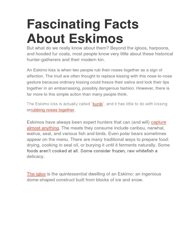 Fascinating Eskimo Facts & Culture | PDF