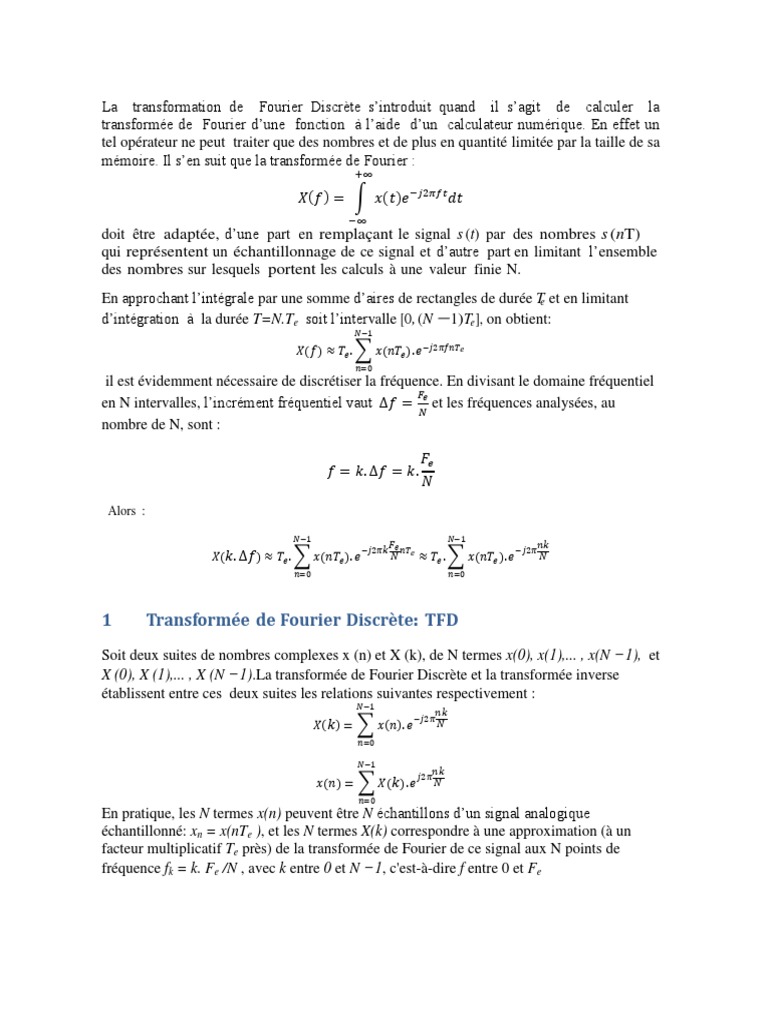 Introduction à la Transformée de Fourier Discrète | PDF | Méthodes et ...