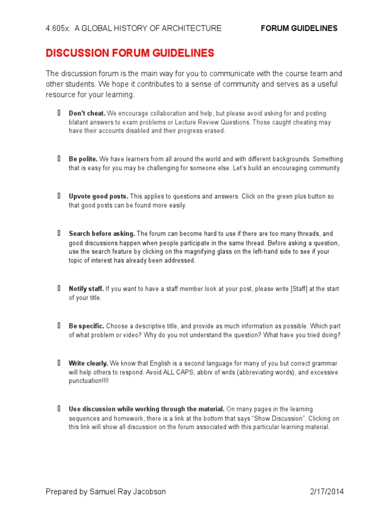 XForum Discussion Guidelines | PDF