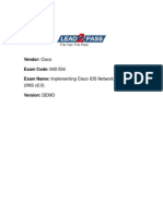 Vendor: Cisco Exam Code: 640-554 Exam Name: Implementing Cisco IOS Network Security