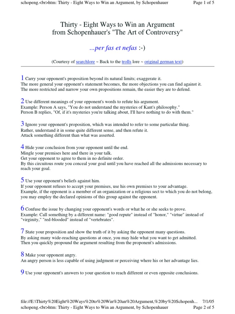 38 Ways To Win An Argument | PDF