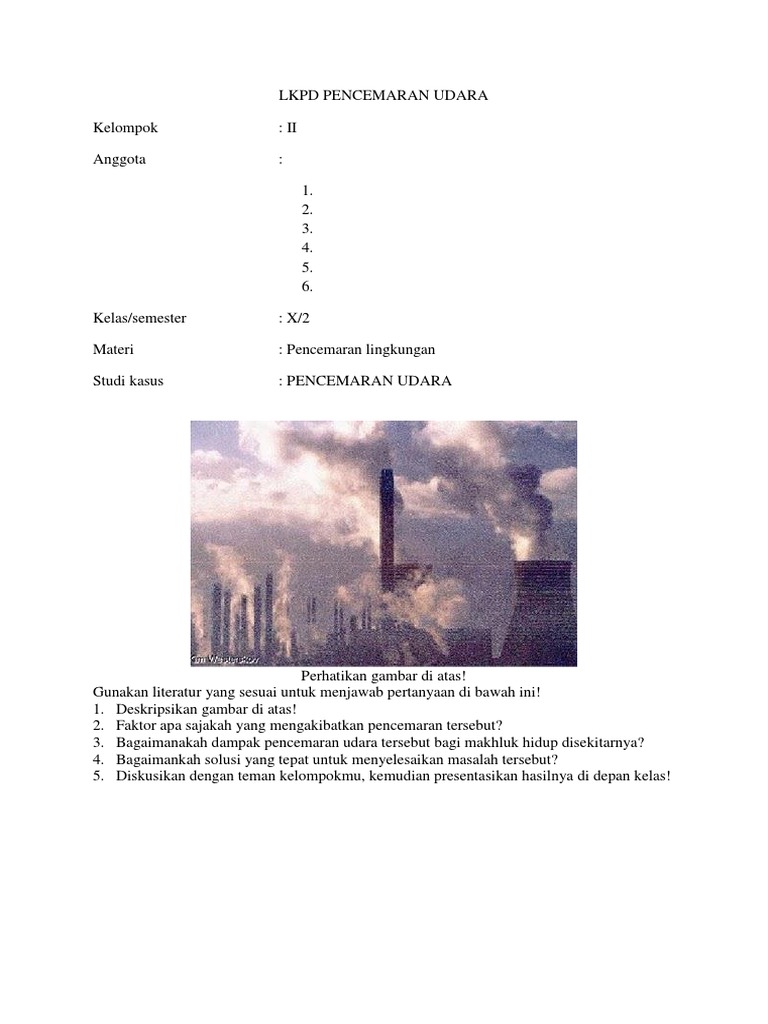 Soal Untuk Materi Pencemaran Udara Jawabanku Id