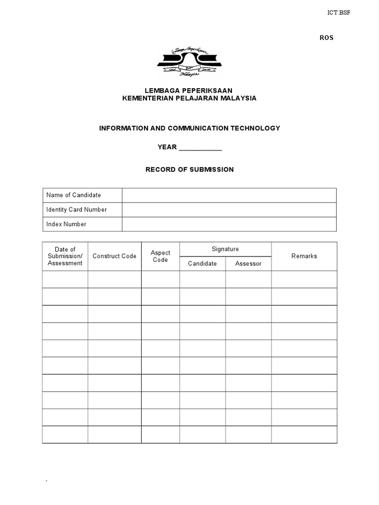 ICT Submission Record Template | PDF