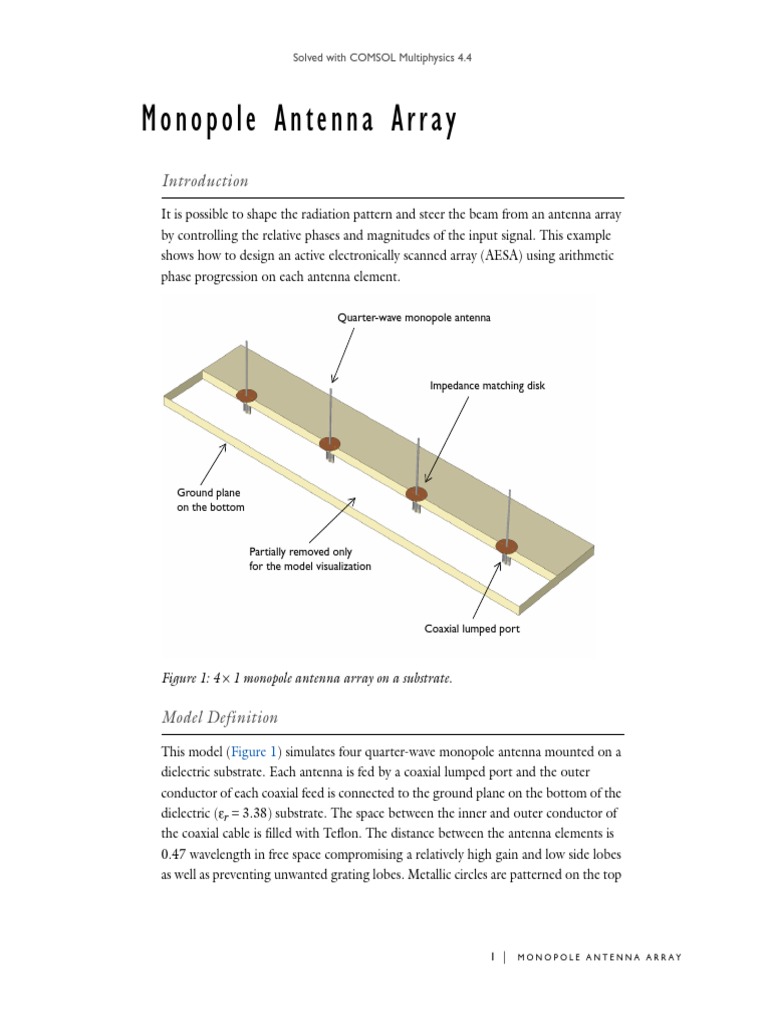 Monopole Antenna Array Design in COMSOL | PDF | Antenna (Radio ...
