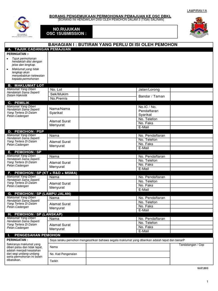 Senarai Semak Osc 1submission 18072013