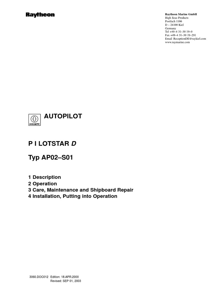 Pilotstar D Autopilot Manual | PDF | Rudder | Navigation