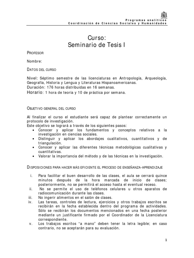 Seminario De Tesis I Pdf Pdf Investigación Social Science