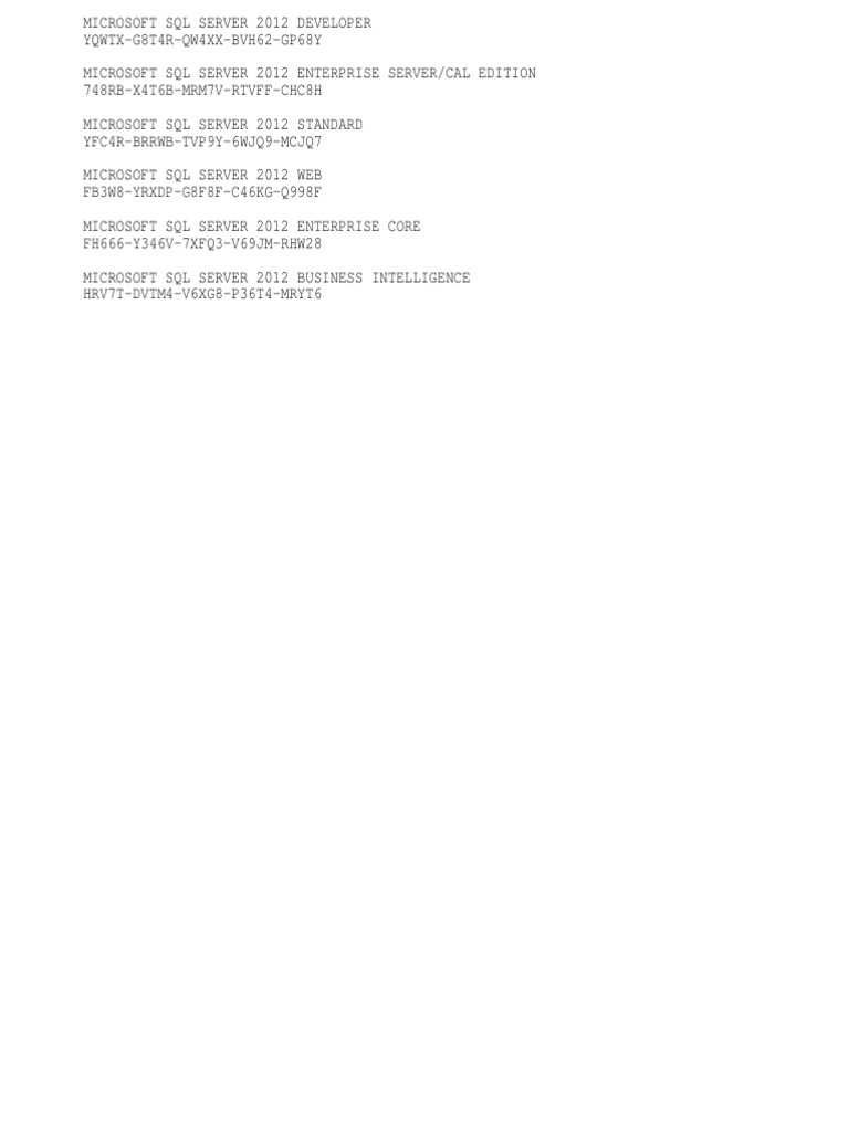Ms SQL Server 2012 Serial Number PDF Microsoft Sql Server Data
