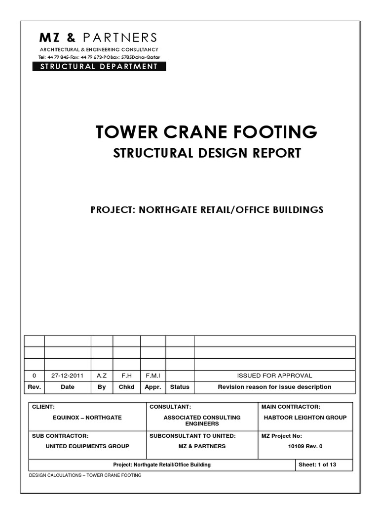 179134494 Tower Crane Footing Structural Design for All Cranes PDF