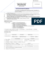 BSU-OU Form 1: Application for Admission