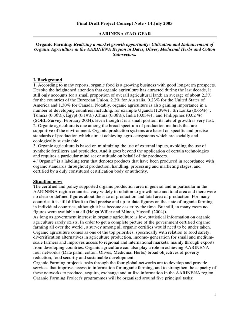 Sample Project Proposal for Organc Farming | Organic Farming | Food