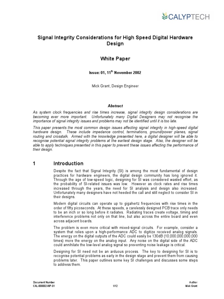Signal Integrity in High-Speed Design | PDF | Capacitor | Electronic ...