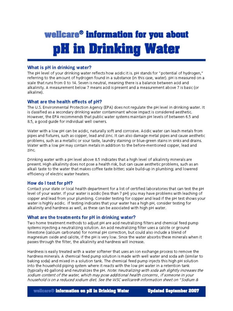 PH in Drinking Water PDF Sodium Carbonate Ph