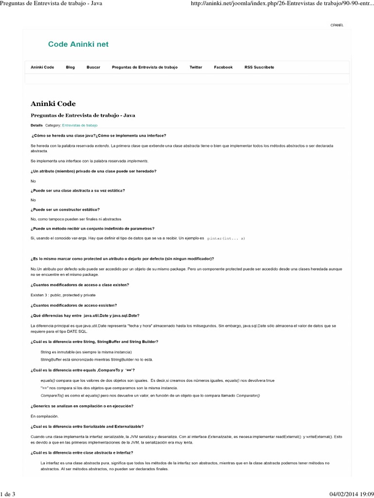 Preguntas de Entrevista Java | PDF