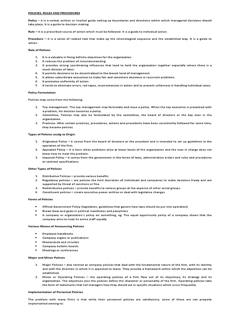 Reviewer Quiz 3 POLICIES Policy Government