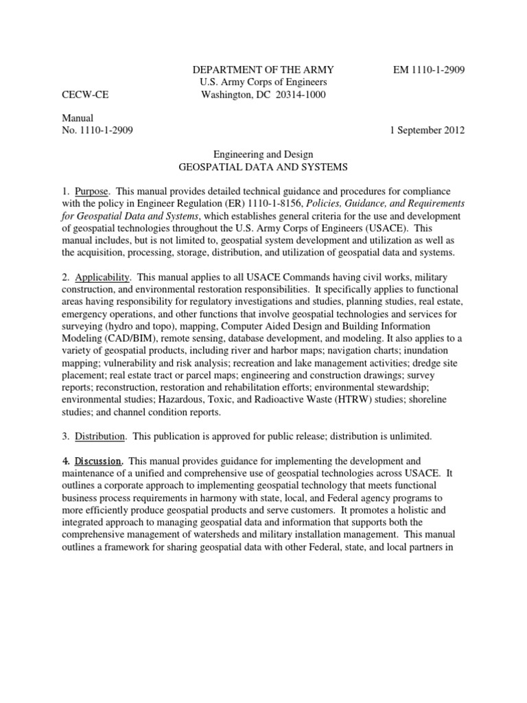 Geospatial Data And Systems Pdf Pdf United States Army Corps Of