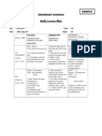 SECONDARY SCHOOL DAILY LESSON PLAN