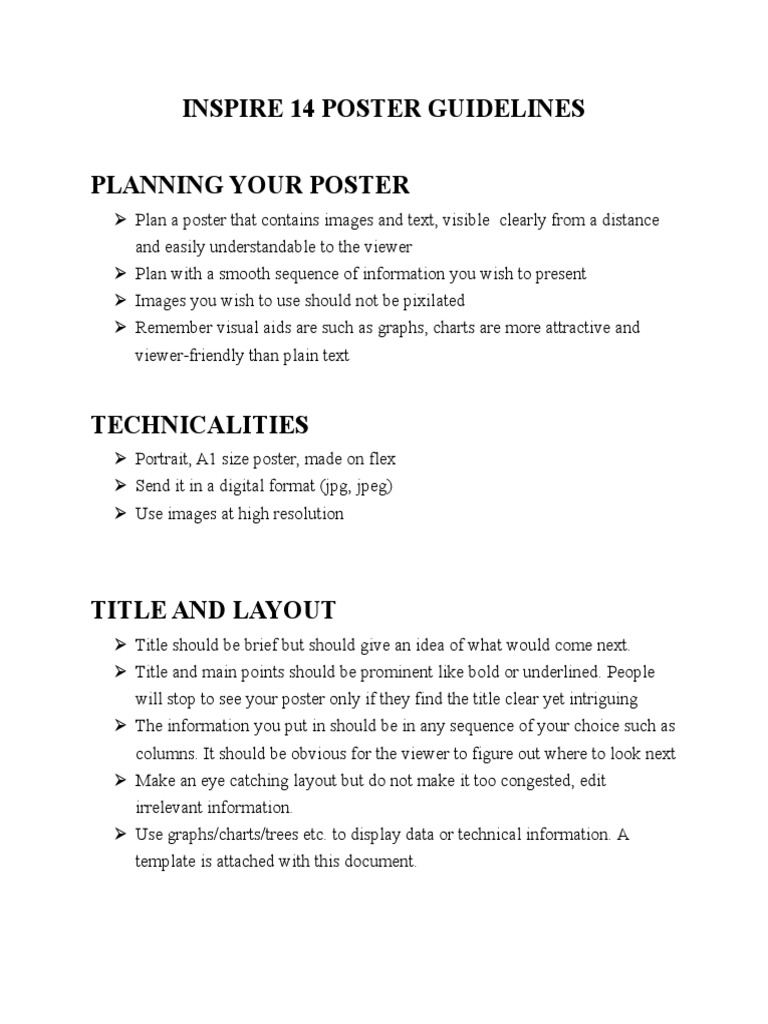 INSPIRE'14 Poster Guidelines PDF | PDF | Career & Growth | Art