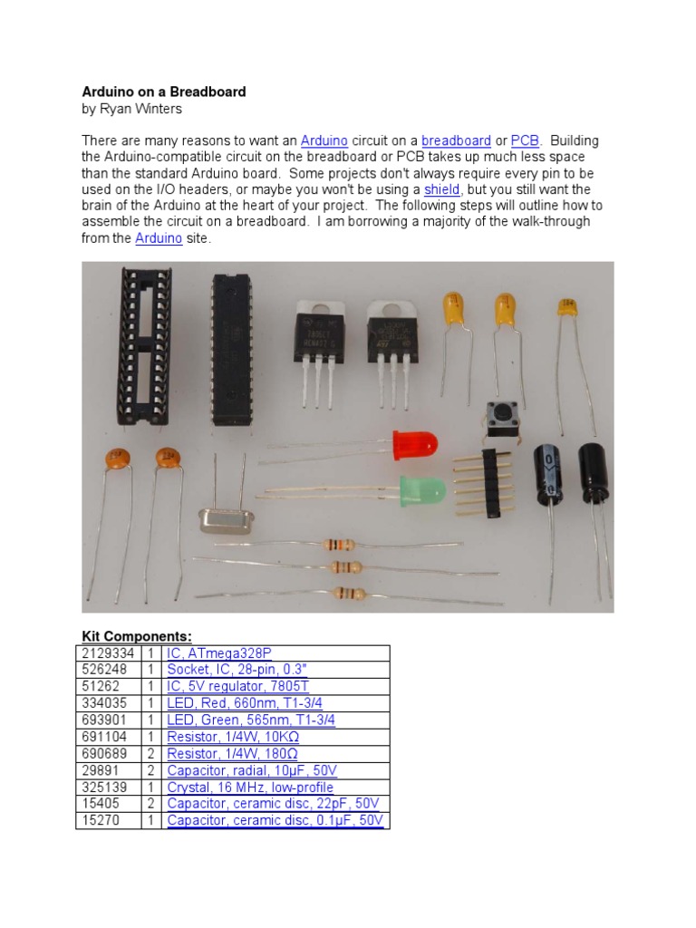 Arduino On A Breadboard | PDF | Arduino | Capacitor