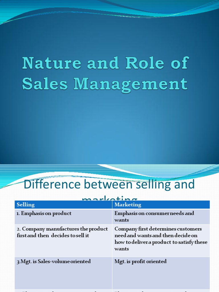 Nature and Role of Sales Management | PDF | Sales | Marketing