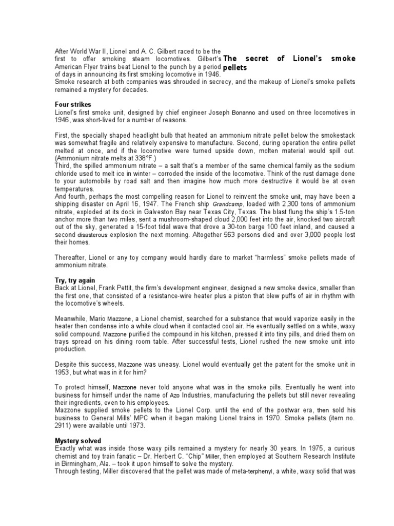 lionel train smoke pellets