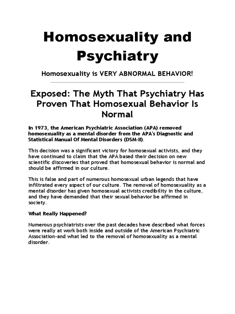 Homosexuality and Psychiatry American Psychiatric Association