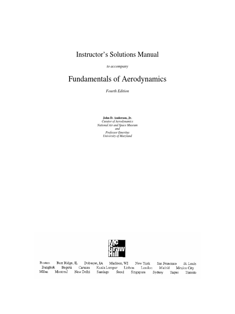 Instructor's Solutions Manual for Aerodynamics | PDF
