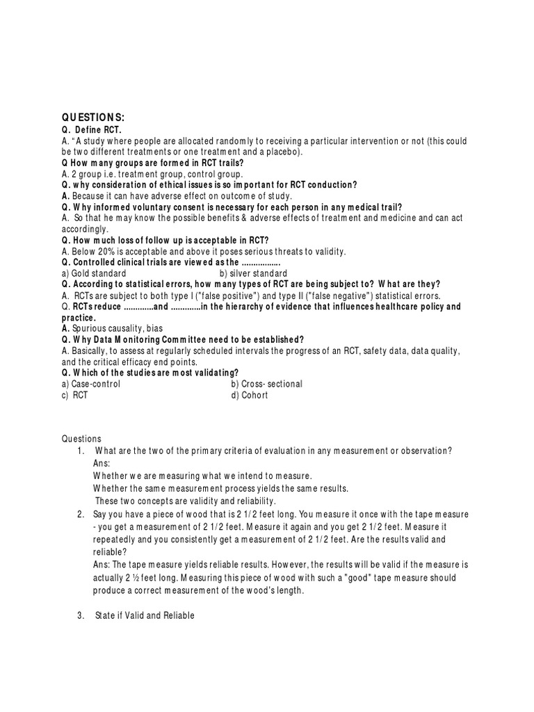 RCTs: Key Concepts and Ethical Considerations | PDF | Randomized ...