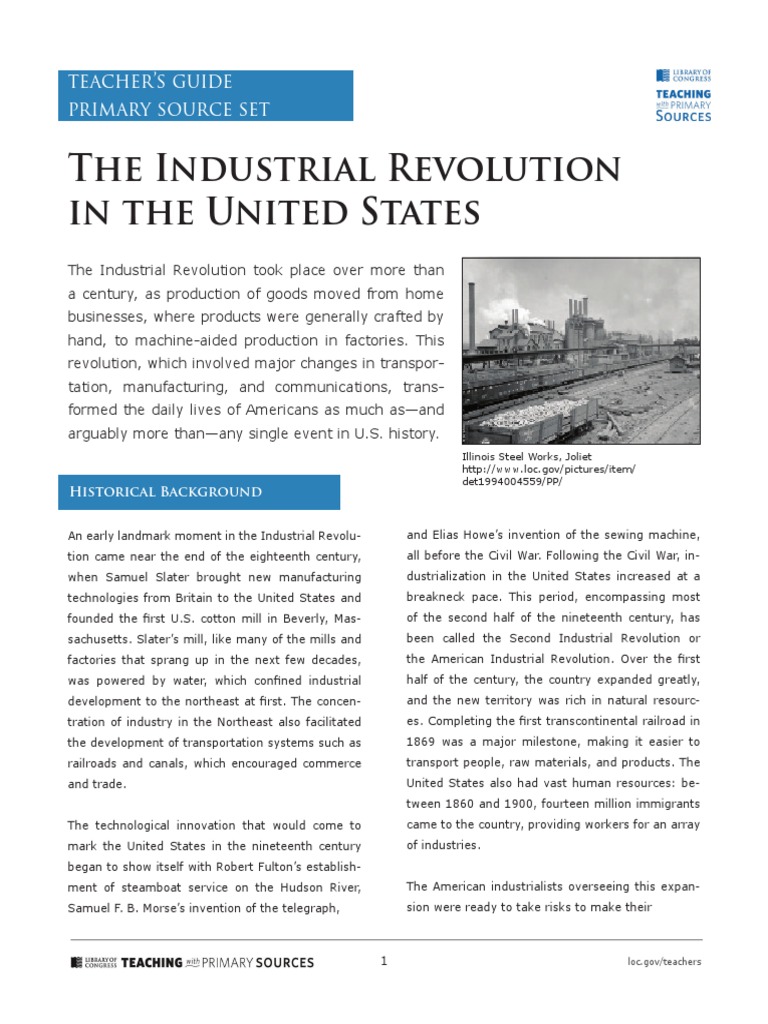 Industrial Revolution USA Primary Source Guide | PDF | Industrial ...