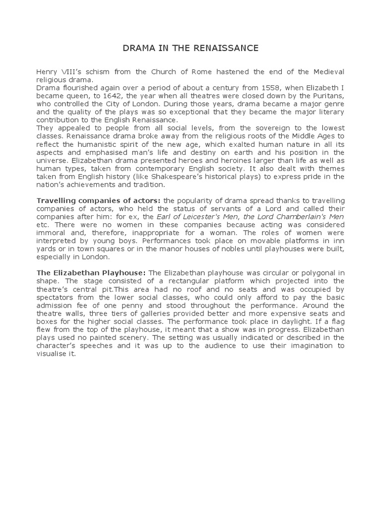 Renaissance Drama | PDF | The Renaissance | Middle Ages